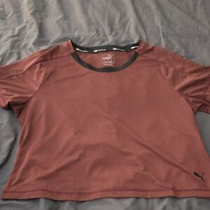 Puma Maroon Short Sleeve Crop Tee